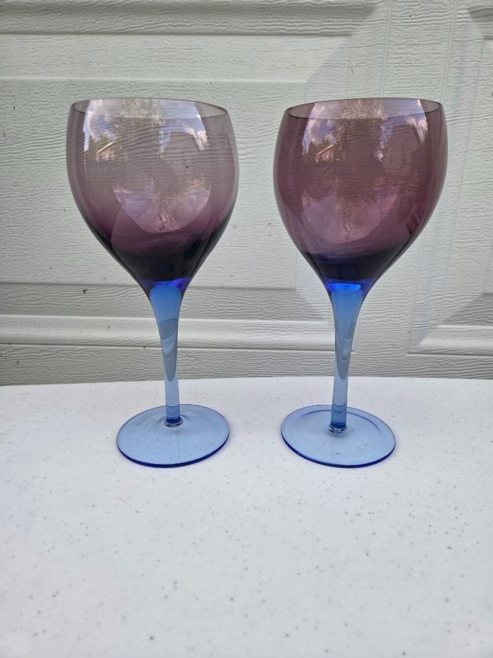2 Portmeirion Dusk 8 3/4" Wine Glasses Amethyst Blue Discontinued